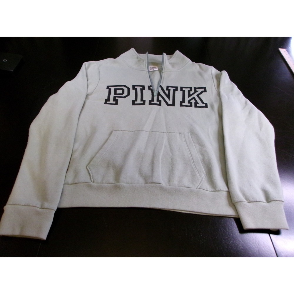 PINK Victoria's‎ Secret Quarter Zip Pullover Sweatshirt Green Womens L Large Y2K